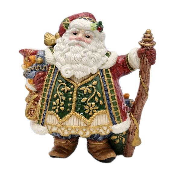 Fitz & Floyd Jolly Ole St Nick Teapot & Lid 9 1/2